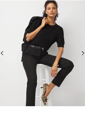 White House Black Market Black Short-sleeve Knit Sweater Business Acadamia